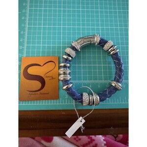 Serena Williams 2009 Bling women's Leather Bracelet /Blue Silver/7.5"Jewelry